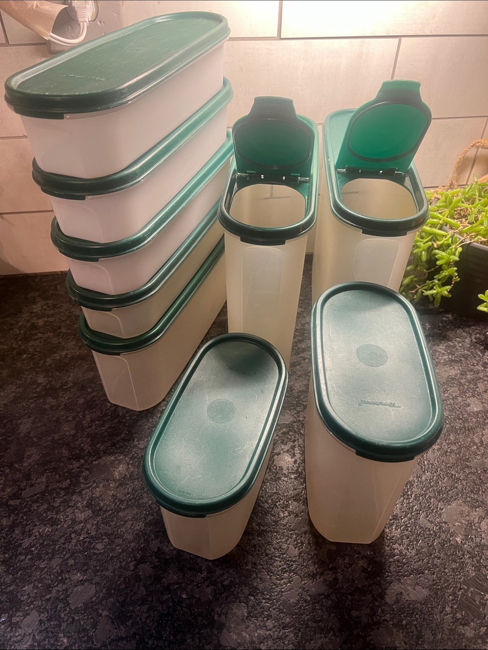 9 Piece Set Vintage Tupperware Modular Mates. Stacking. Storage organization.